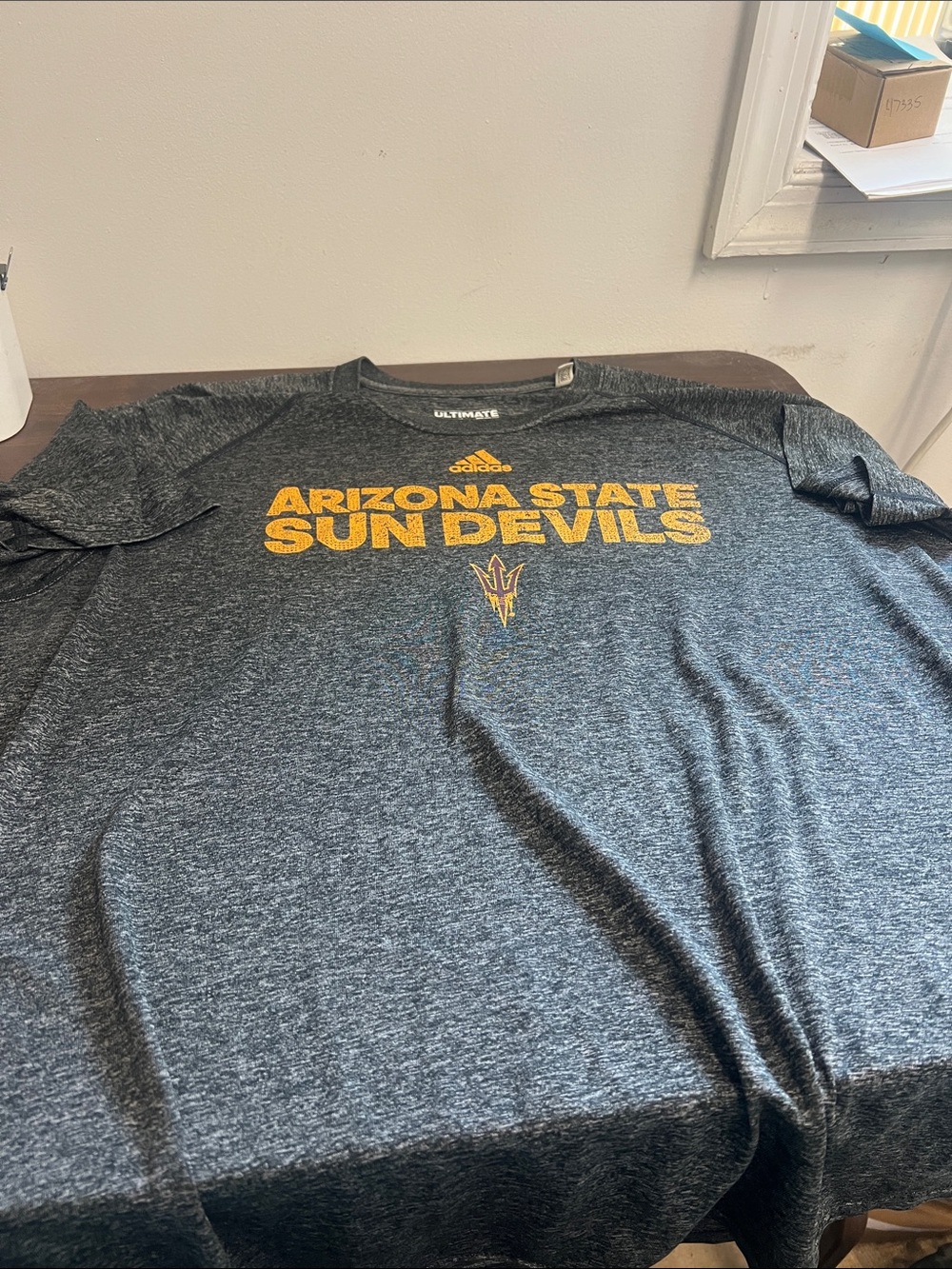 NCAA Heather Charcoal Arizona State Sun Devils Short Sleeve Tee with Gold Print
